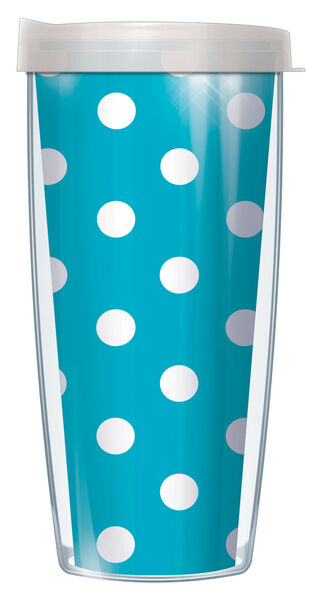 16oz Tumbler - Marilyn's Dots on Teal #3125 w/ Clear Lid 02-DOT3125