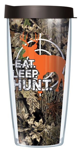 22oz Tumbler - Eat-Sleep-Hunt on Fall Camo w/ Black Lid 08-ESH