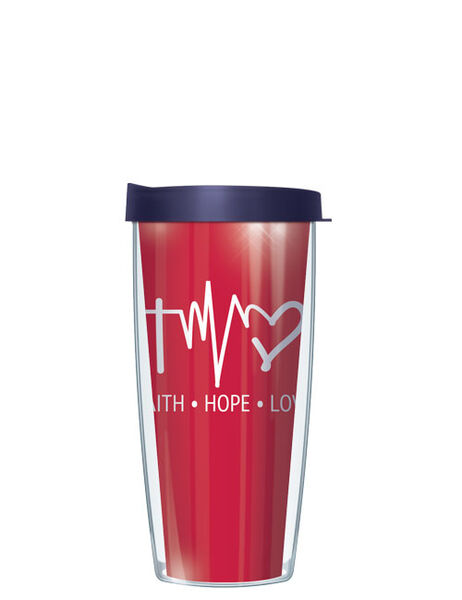 16oz Tumbler - Faith Hope Love w/ Navy Lid 02-FHL