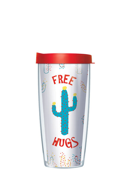 16oz Short Tumbler - Free Hugs Cactus without lid 01-FRH