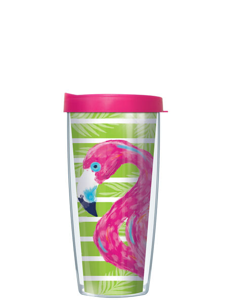 24oz Flareside Tumbler - Flamingo on Lime Stripe w/ Black Lid 24F-FST