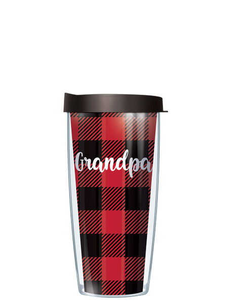 22oz Tumbler - Grandpa on Red and Black Buffalo Plaid w/ Black Lid 08-GBP