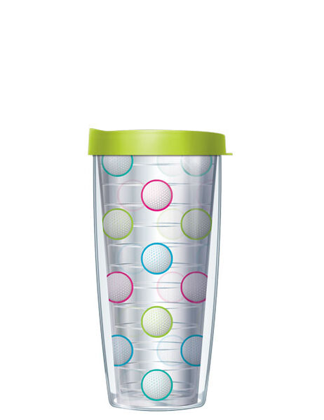 22oz Tumbler - Multi Color Golf Dots w/ Lime Green Lid 08-GDT