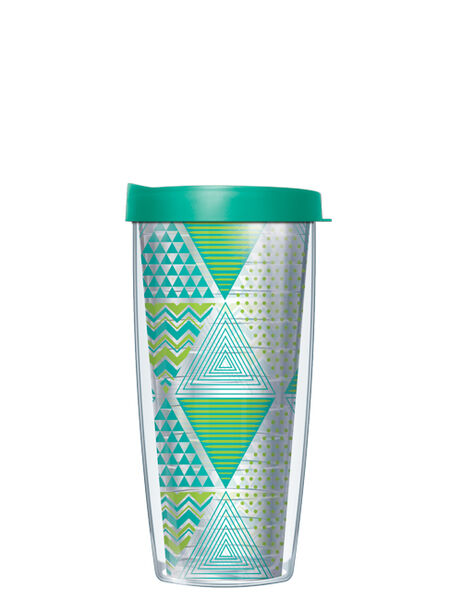 22oz Tumbler - Geo Trinity-Green w/ Teal Lid 08-GEO1