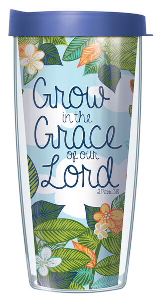 16oz Tumbler - Grow in the Grace of Our Lord w/ Blue Lid 02-GRW1