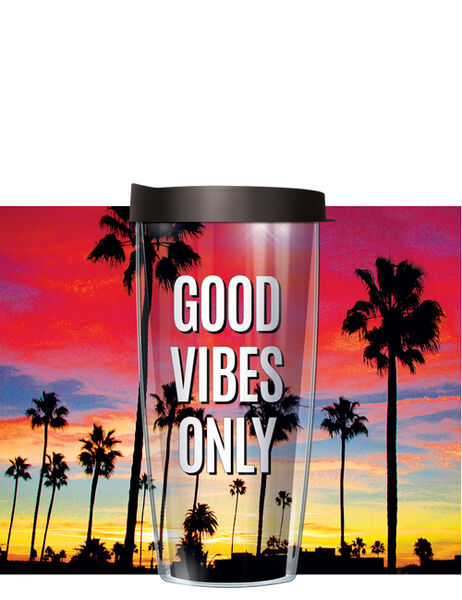 28oz Mega Tumbler - Good Vibes Only Sunset w/ Black Lid H2-GVO