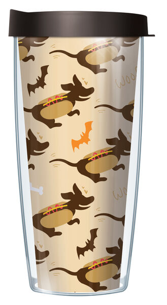 16oz Short Tumbler - Happy Halloweenie without lid 01-HAL3