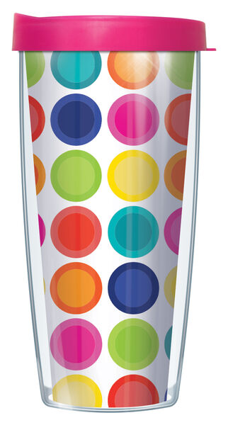 22oz Tumbler - Happy Circles w/ Pink Lid 08-HAP