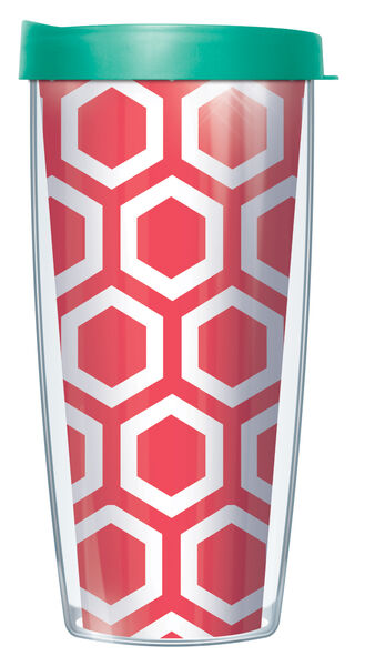 16oz Short Tumbler - Hexagon-Coral without lid 01-HEX1785