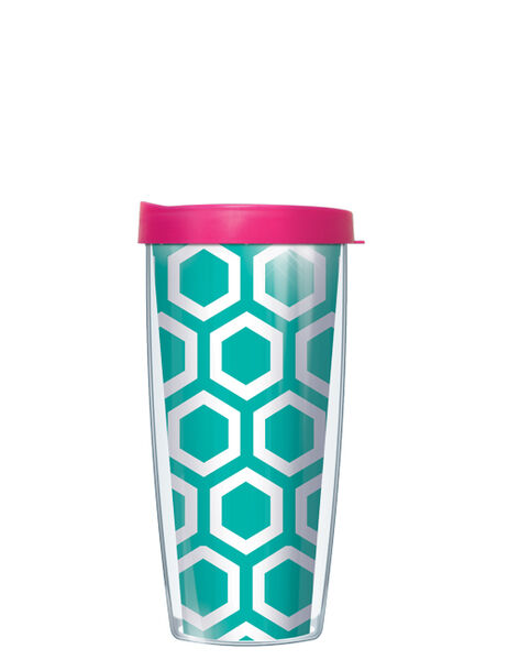 24oz Flareside Tumbler - Hexagon-Teal w/ Black Lid 24F-HEX3265