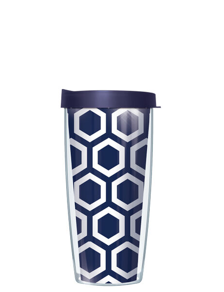 18oz Handle Mug - Hexagon-Navy w/ Blue Lid 06-HEX655