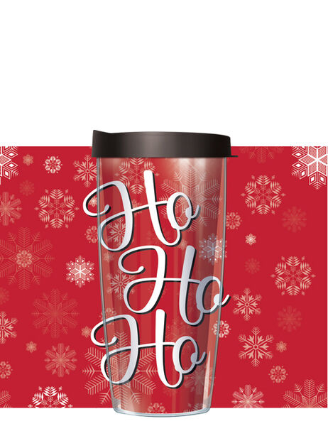 22oz Tumbler - Ho Ho Ho Holiday w/ Black Lid 08-HO1