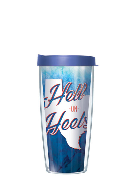 22oz Tumbler - Hell on Heels Texas w/ Blue Lid 08-HOH