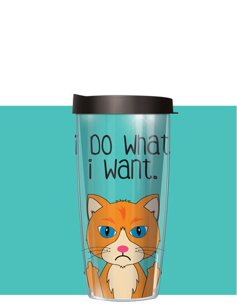 22oz Tumbler - Do What I Want Cat w/ Black Lid 08-IDW