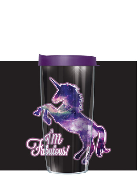 16oz Short Tumbler - I'm Fabulous Unicorn without lid 01-IMF