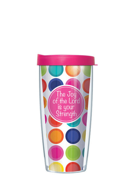 28oz Mega Tumbler - Joy of the Lord Happy Circles w/ Pink Lid H2-JOY4