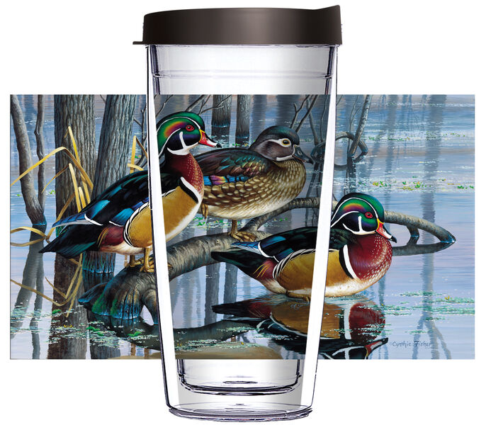 18oz Handle Mug - Wood Duck 3 w/ Black Lid 06-JQ-CF-01142