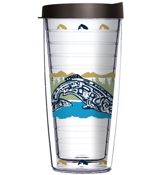 16oz Tumbler - Tribal Trout w/ Black Lid 02-JQ-EB-70203