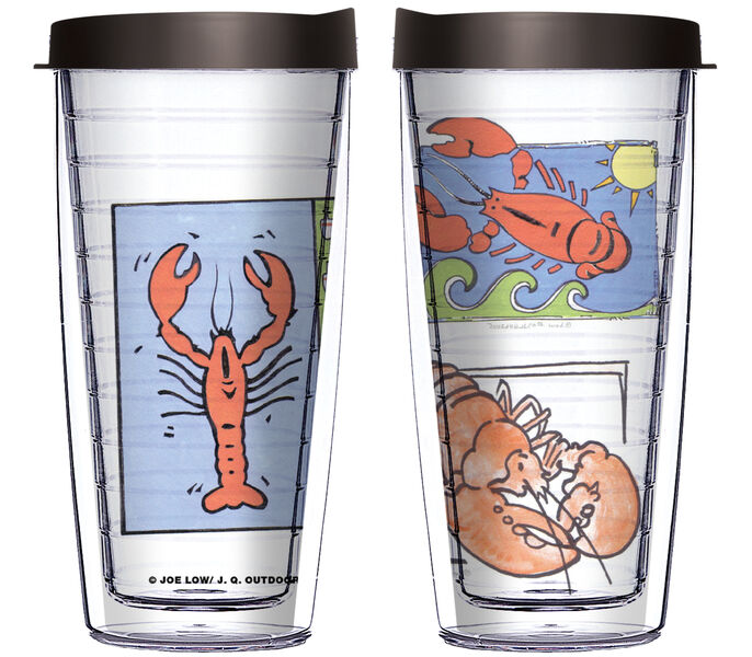 16oz Tumbler - Lobster Collage w/ Black Lid 02-JQ-JL-08130-C