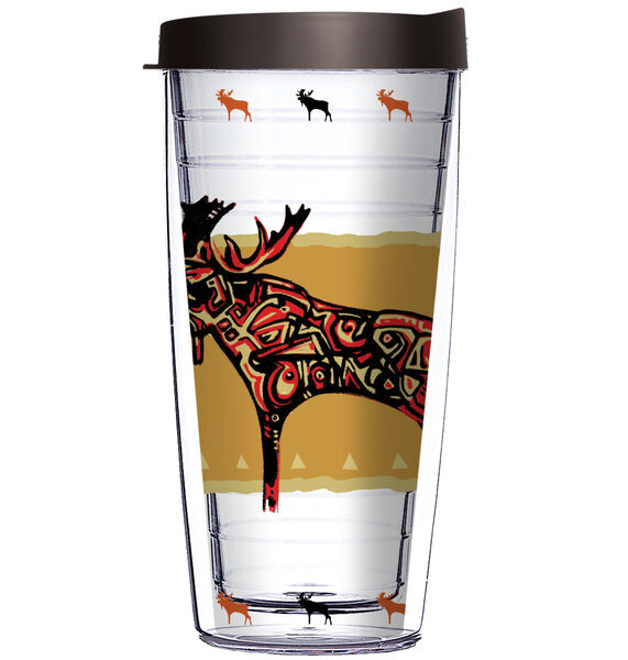 16oz Tumbler - Tribal Moose in Red w/ Black Lid 02-JQ-JL-JP-MOOSE-TRIBAL