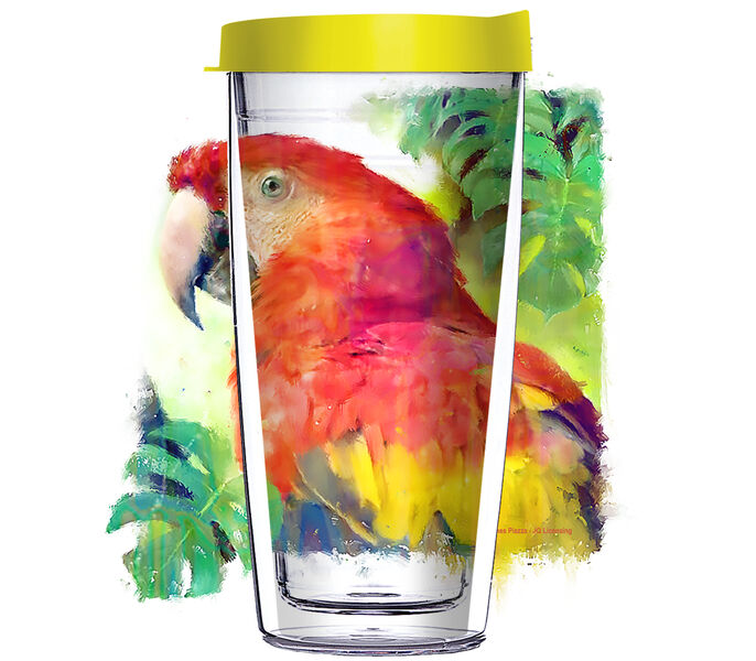 28oz Mega Tumbler - Macaw Watercolor w/ Yellow Lid H2-JQ-JP-32678