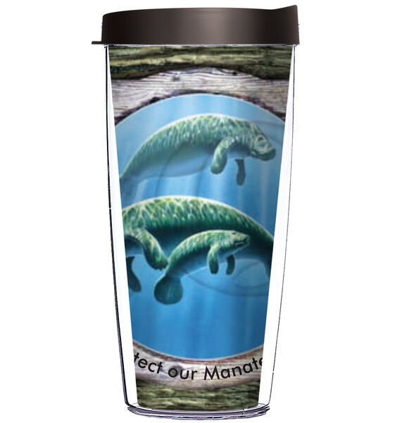 28oz Mega Tumbler - Nautical Manatee - Protect our Manatee w/ Black Lid H2-JQ-JQ-00803