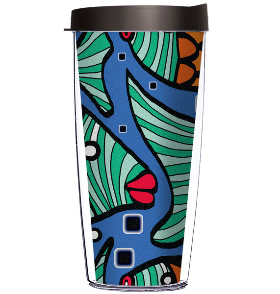 16oz Short Tumbler - JQ-JT Bubble Fish Design - SP36 without lid 01-JQ-JT-SP36A