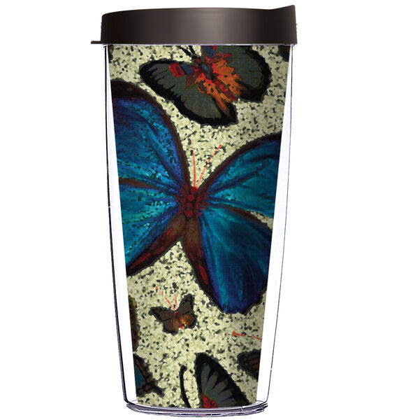 18oz Handle Mug - JQ-JT Butterfly2 on Granite - SP36 w/ Black Lid 06-JQ-JT-SP36B