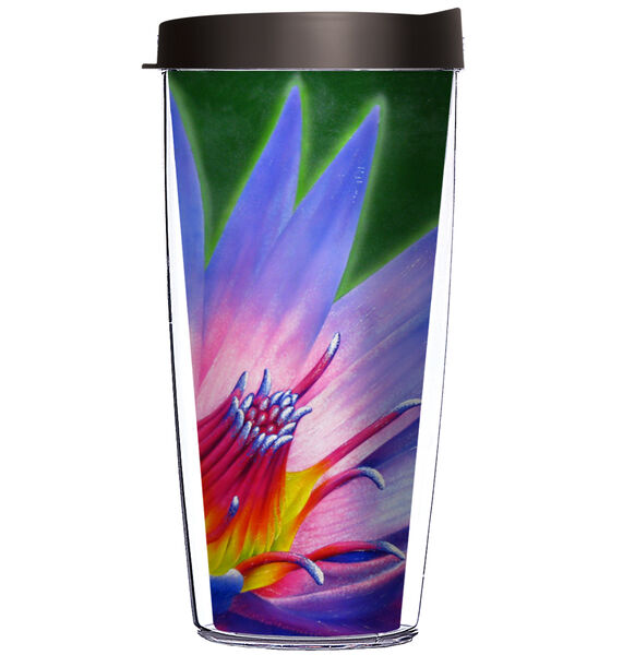 18oz Handle Mug - Flower Lotus w/ Black Lid 06-JQ-JU-20397