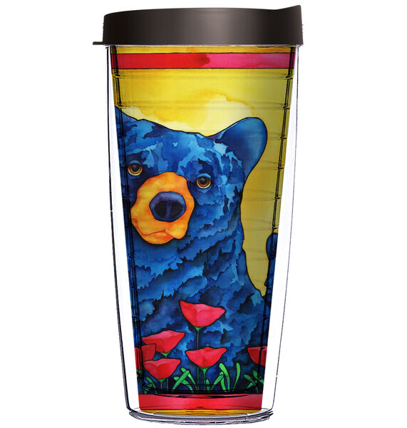 18oz Handle Mug - Mama Bear with Flowers D35 w/ Black Lid 06-JQ-KS-9236