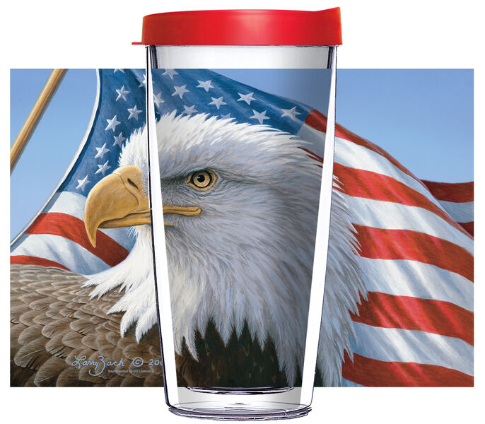 24oz Flareside Tumbler - Eagle on Flag w/ Red Lid 24F-JQ-LZ-20474