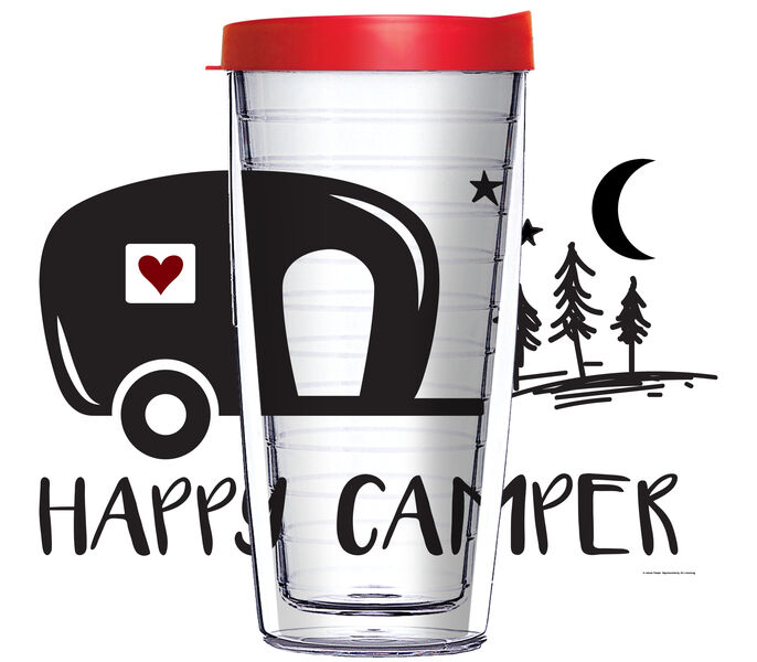 18oz Handle Mug - Happy Camper Heart in Window w/ Black Lid 06-JQ-NE-11103