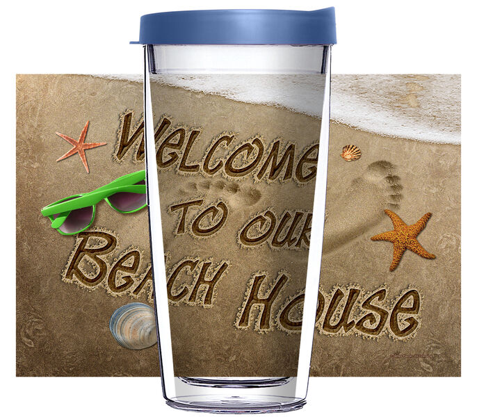 24oz Flareside Tumbler - Welcome to our Beach House w/ Blue Lid 24F-JQ-NE-11212