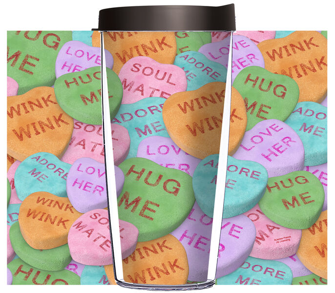 22oz Tumbler - Candy Hearts w/ Pink Lid 08-JQ-NE-11312