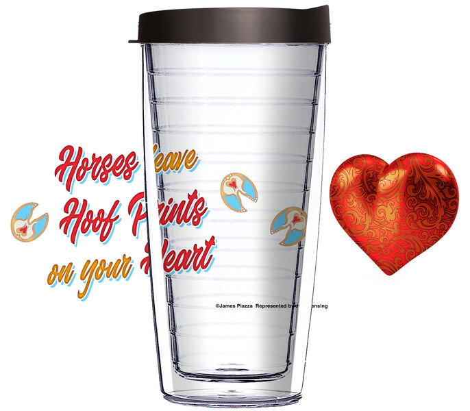 22oz Tumbler - Horses Leave Footprints in Your Heart w/ Black Lid 08-JQ-NE-11412