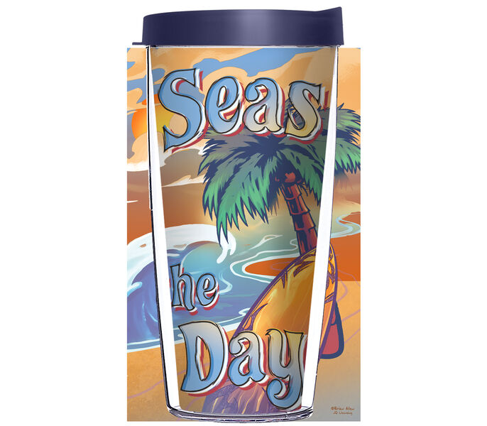 24oz Flareside Tumbler - Palm & Wave Seas the Day w/ Blue Lid 24F-JQ-TP-235