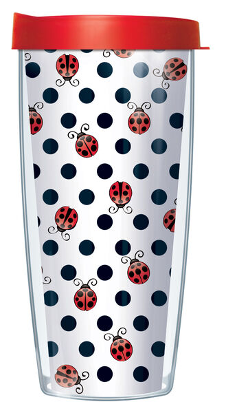 28oz Sport Tumbler - Ladybug Dots w/ Gray Lid ST-LBD