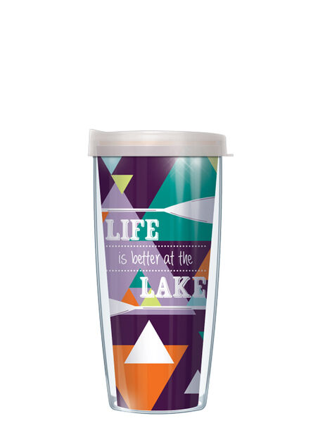 28oz Mega Tumbler - Life Is Better at the Lake Geo w/ Clear Lid H2-LBL