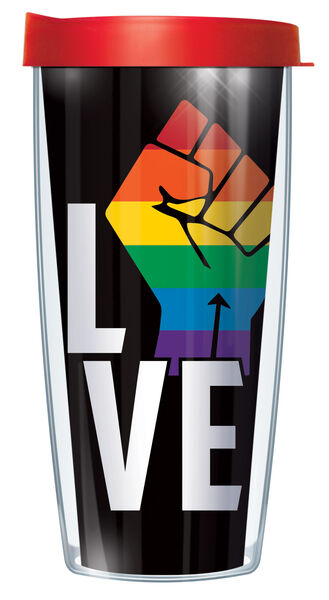 24oz Flareside Tumbler - Love With Fist in Air w/ Red Lid 24F-LFS