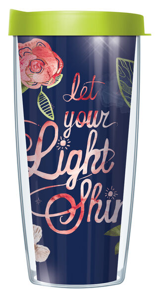 22oz Tumbler - Let Your Light Shine w/ Lime Green Lid 08-LLS