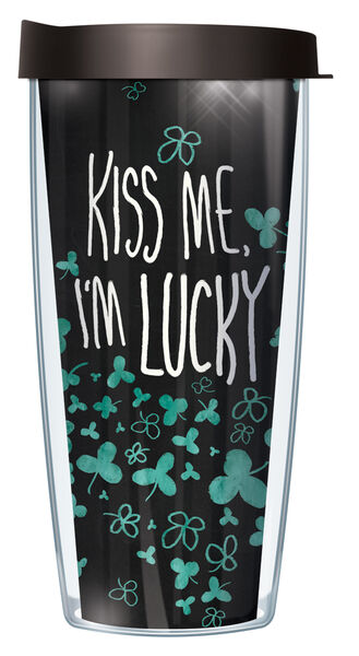 16oz Short Tumbler - Kiss Me-I'm Lucky without lid 01-LUCK1