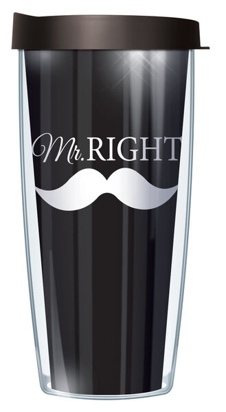 28oz Mega Tumbler - Mr. Right Moustache w/ Black Lid H2-MAR1