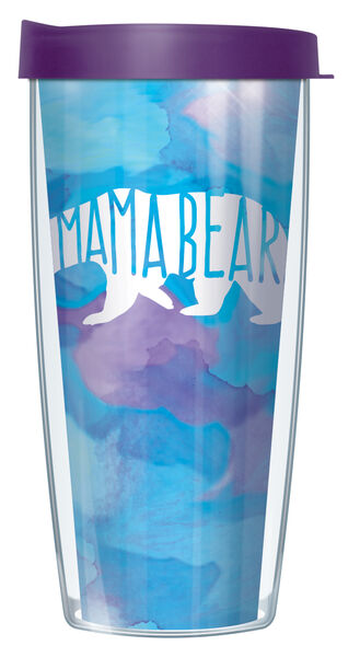 18oz Handle Mug - Blue Mama Bear w/ Black Lid 06-MMB