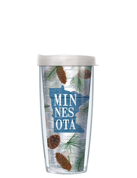 16oz Tumbler - Minnesota Pine Cones w/ Clear Lid 02-MN1