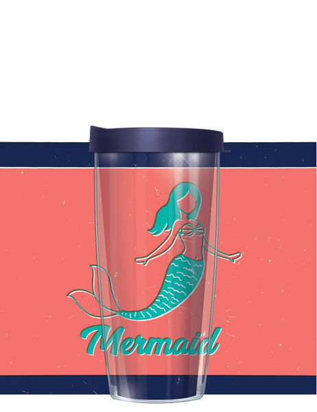 24oz Flareside Tumbler - Mermaid on Coral w/ Blue Lid 24F-MRD