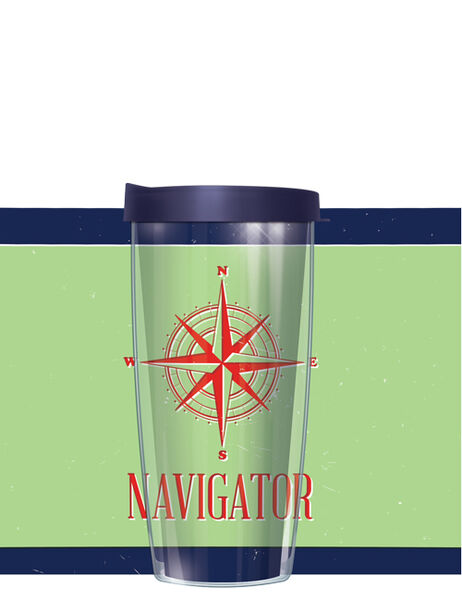 16oz Short Tumbler - Navigator on Green without lid 01-NAV