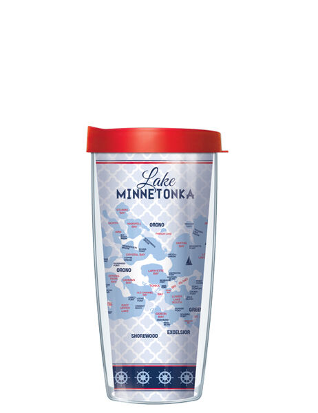 24oz Flareside Tumbler - Nautical Lake -Lake Minnetonka w/ Red Lid 24F-NLK-MTKA