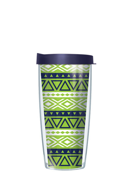 22oz Tumbler - Fun Native Motif Green w/ Navy Lid 08-NMO3