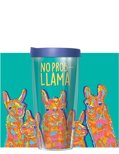 22oz Tumbler - No Prob-Llama w/ Blue Lid 08-NPL