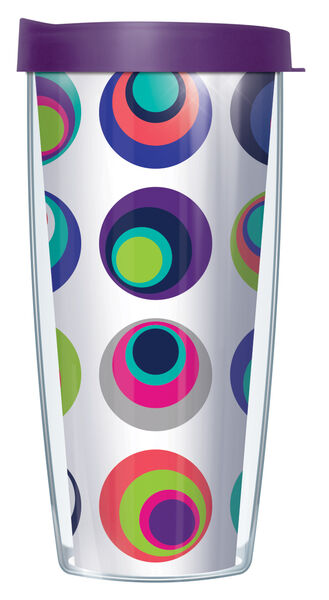 28oz Mega Tumbler - Optical Dots w/ Purple Lid H2-OPT